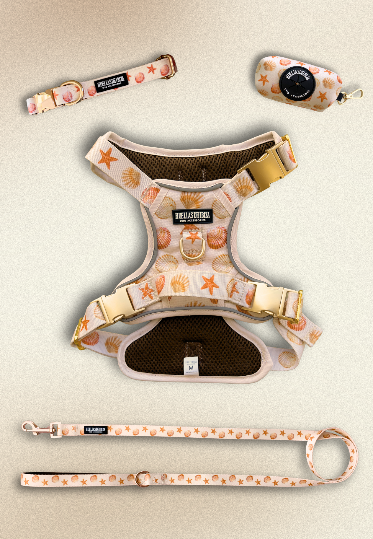 Pack Dogfluencer - Arnés ajustable control Premium "Arena y Sal"