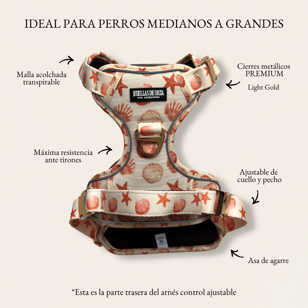Arnés ajustable control Premium para perros "Arena y Sal" - Huellas de Ibiza