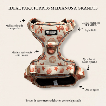 Arnés ajustable control Premium para perros "Arena y Sal" - Huellas de Ibiza