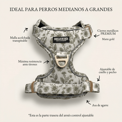 Arnés ajustable control Premium para perros "Boho Chic Ibiza" - Huellas de Ibiza
