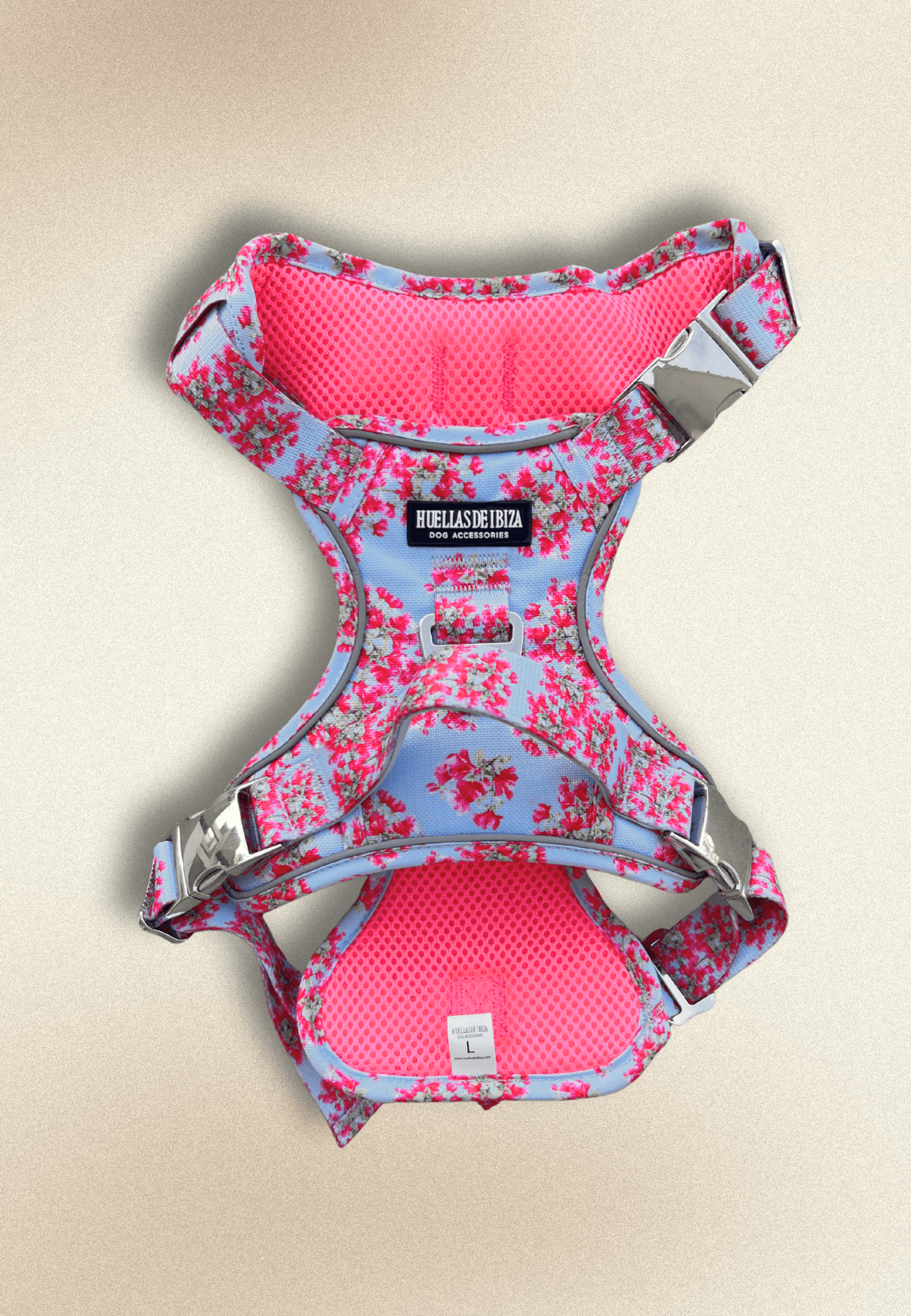 Arnés ajustable control Premuim para perros "Buganvillas de Ibiza" - Huellas de Ibiza