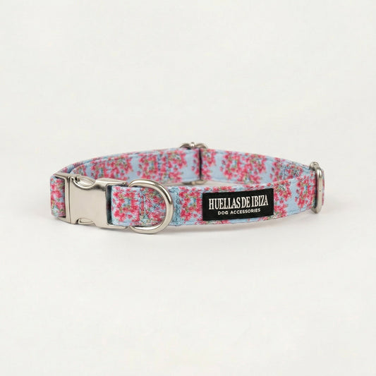 Collar ajustable Premium para perros "Buganvillas de Ibiza" - Huellas de Ibiza