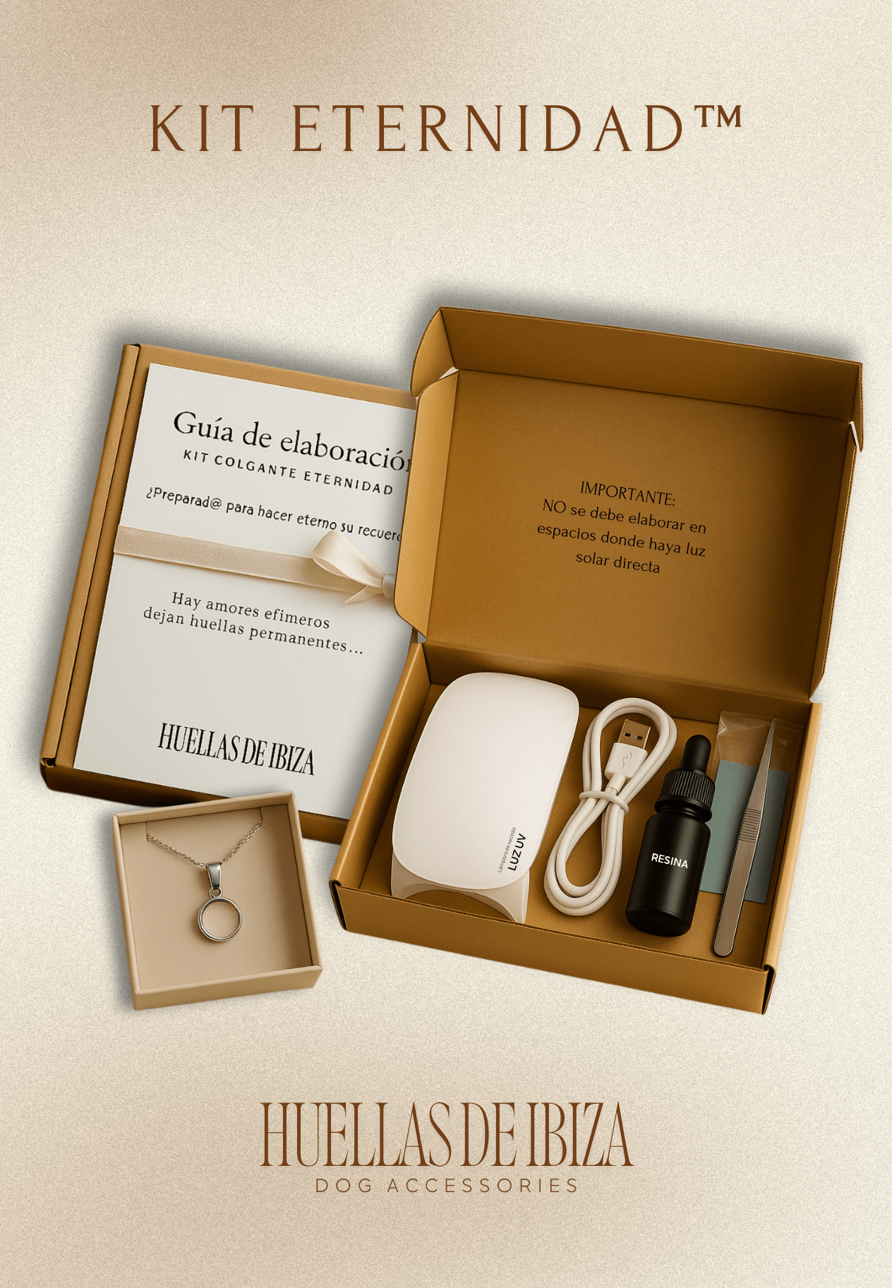 Kit Eternidad™ para encapsular el recuerdo de tu perro - Colgante Eternidad™ - Huellas de Ibiza