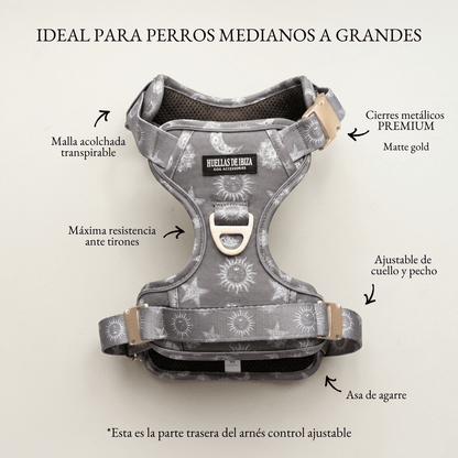 Pack Dogfluencer - Arnés ajustable control Premium "Day&Night Ibiza" - Huellas de Ibiza