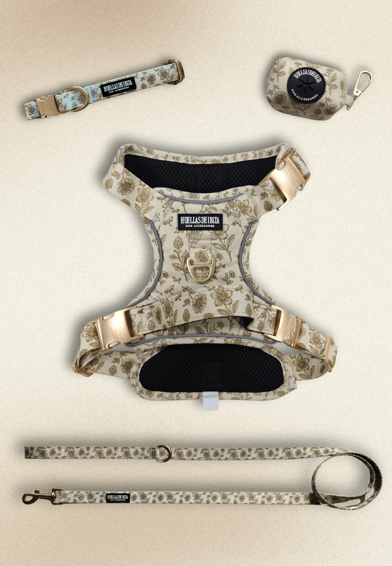 Pack Dogfluencer - Arnés ajustable control Premuim "Boho Chic Ibiza" - Huellas de Ibiza