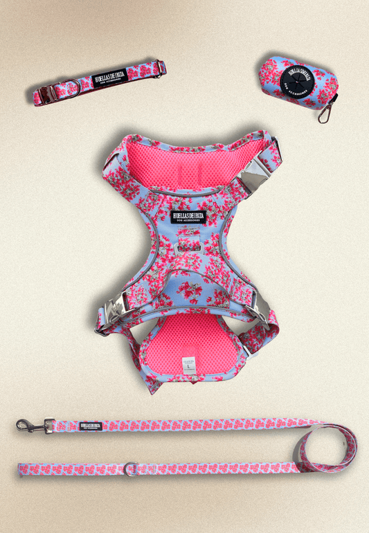 Pack Dogfluencer - Arnés ajustable control Premuim "Buganvillas de Ibiza" - Huellas de Ibiza