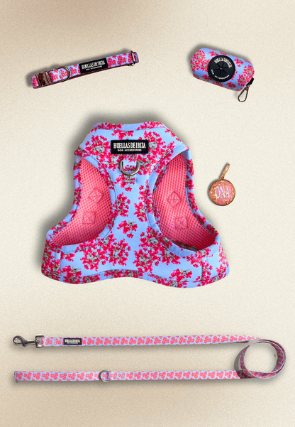 Pack Dogfluencer - Arnés body Premium "Buganvillas de Ibiza" + Joya Identificativa - Huellas de Ibiza