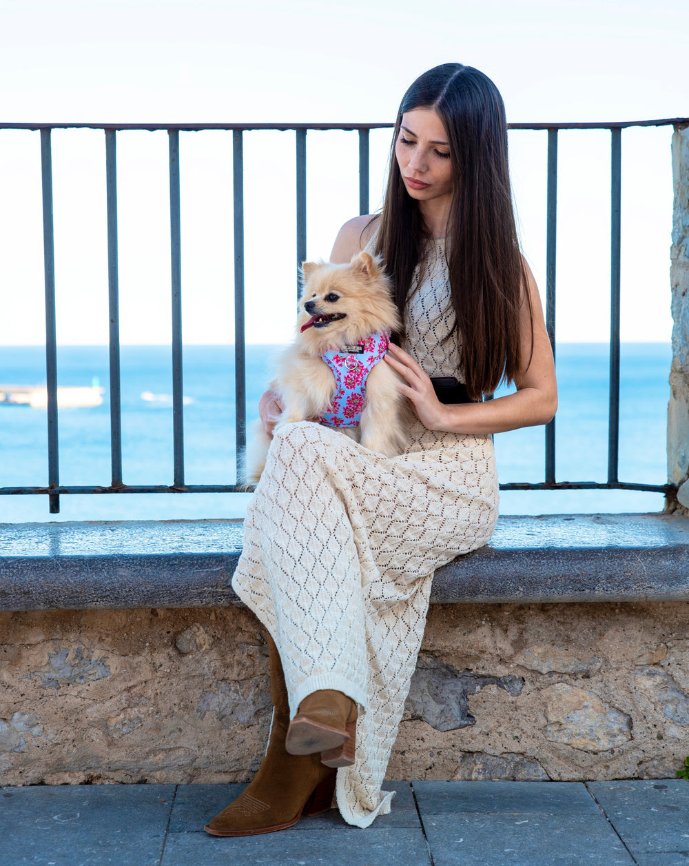 Set de paseo "Buganvillas de Ibiza" - Arnés ajustable