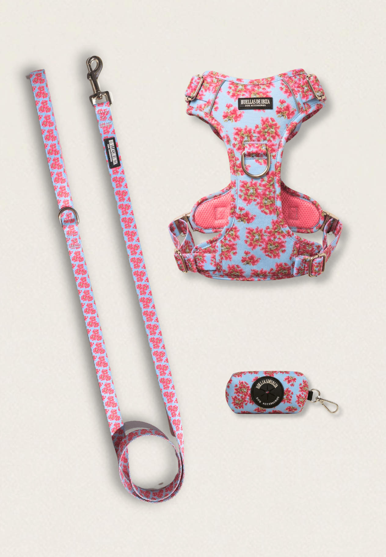 Pack Dogmodel - Arnés ajustable control Premium "Buganvillas de Ibiza" - Huellas de Ibiza