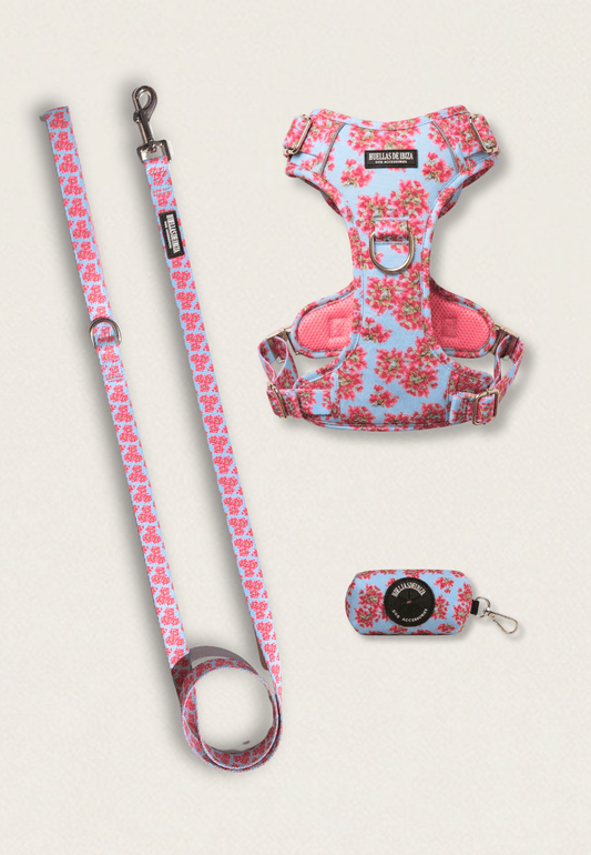 Pack Dogmodel - Arnés ajustable control Premium "Buganvillas de Ibiza" - Huellas de Ibiza