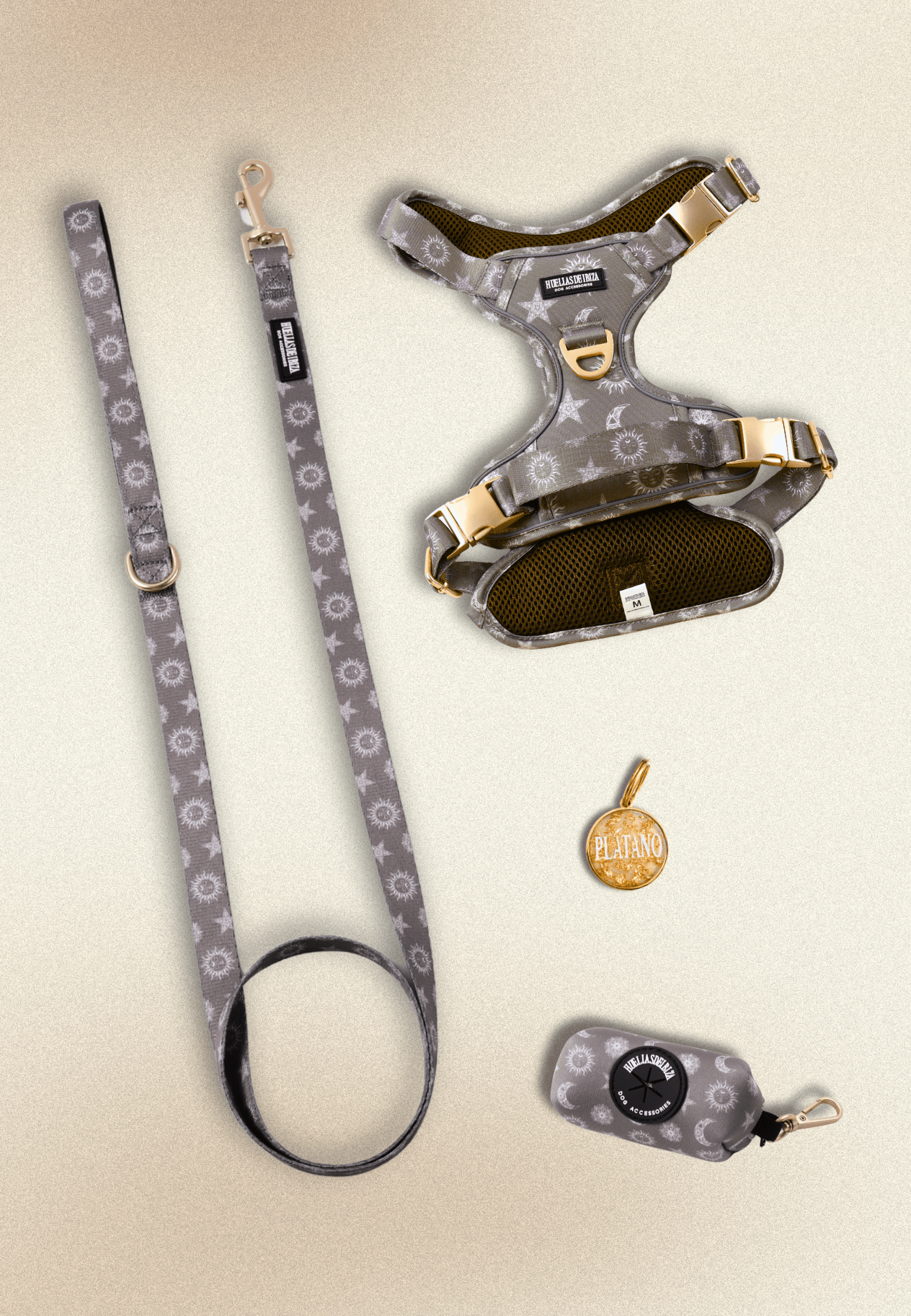 Pack Dogmodel - Arnés ajustable control Premium "Day&Night Ibiza" + Joya Identificativa - Huellas de Ibiza