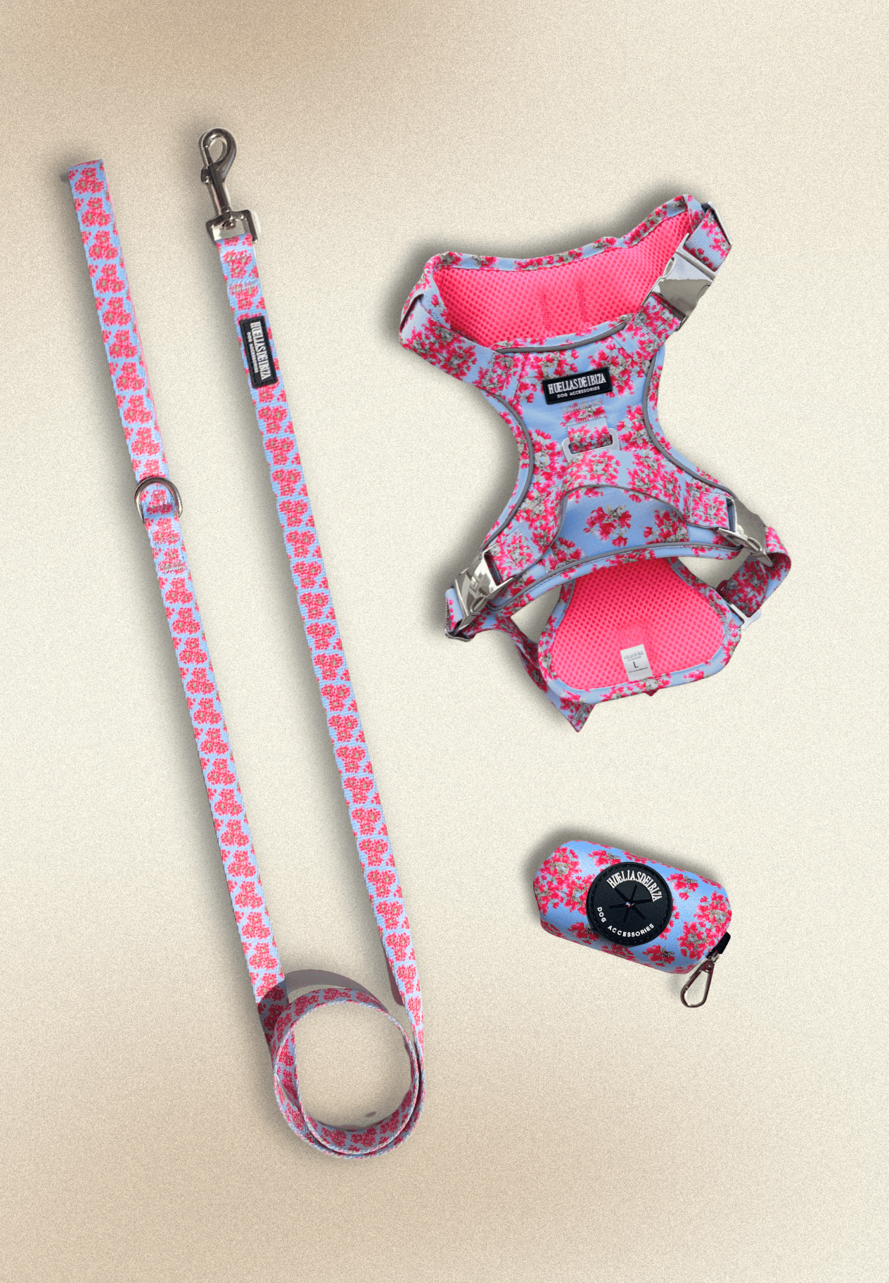 Pack Dogmodel - Arnés ajustable control Premuim "Buganvillas de Ibiza" - Huellas de Ibiza