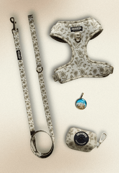 Pack Dogmodel - Arnés ajustable Premium "Boho Chic Ibiza" + Joya Identificativa - Huellas de Ibiza
