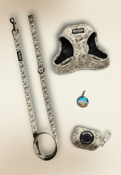 Pack Dogmodel - Arnés body Premium "Boho Chic Ibiza" + Joya Identificativa - Huellas de Ibiza