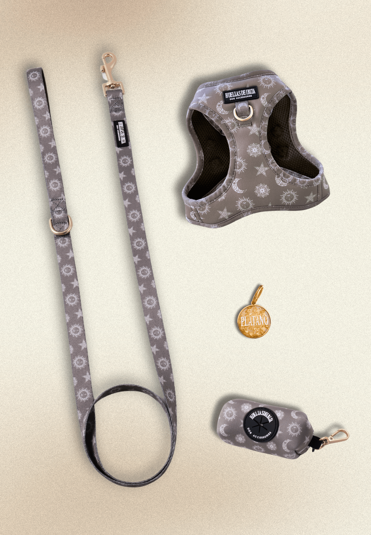 Pack Dogmodel - Arnés body Premium "Day&Night Ibiza" + Joya Identificativa - Huellas de Ibiza