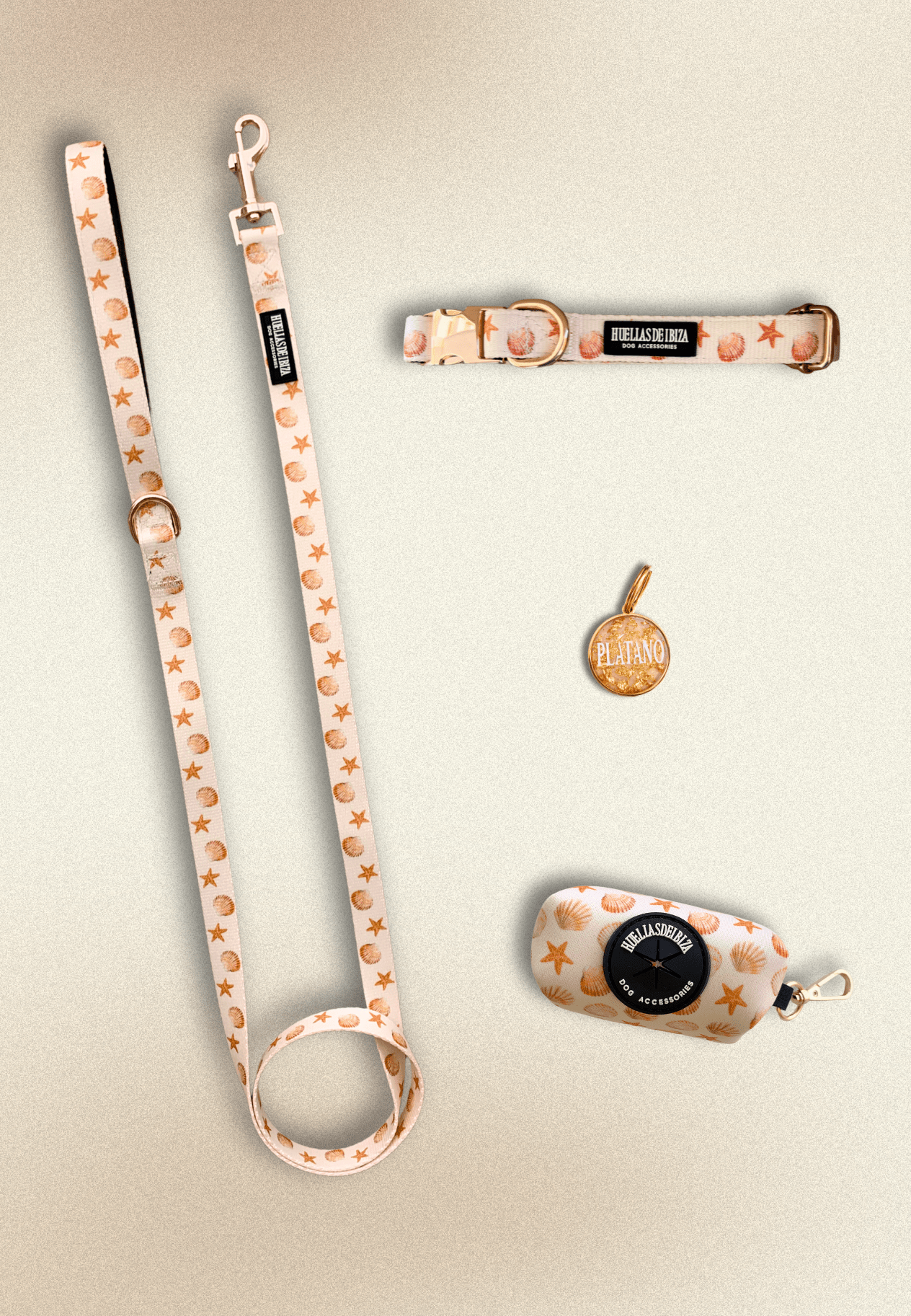 Pack Glamour - Collar ajustable Premium "Arena y Sal" + Joya Identificativa - Huellas de Ibiza