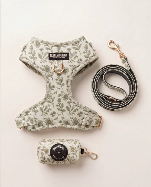 Set de paseo "Boho Chic Ibiza" - Arnés ajustable premium - Huellas de Ibiza