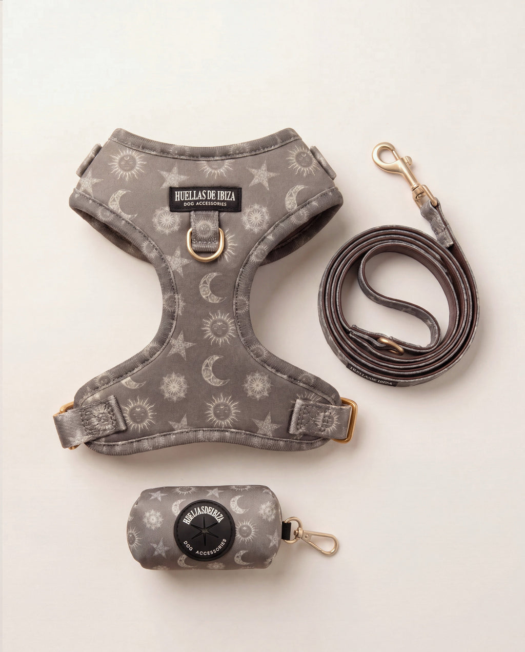 Set de paseo "Day&Night Ibiza" - Arnés ajustable premium - Huellas de Ibiza