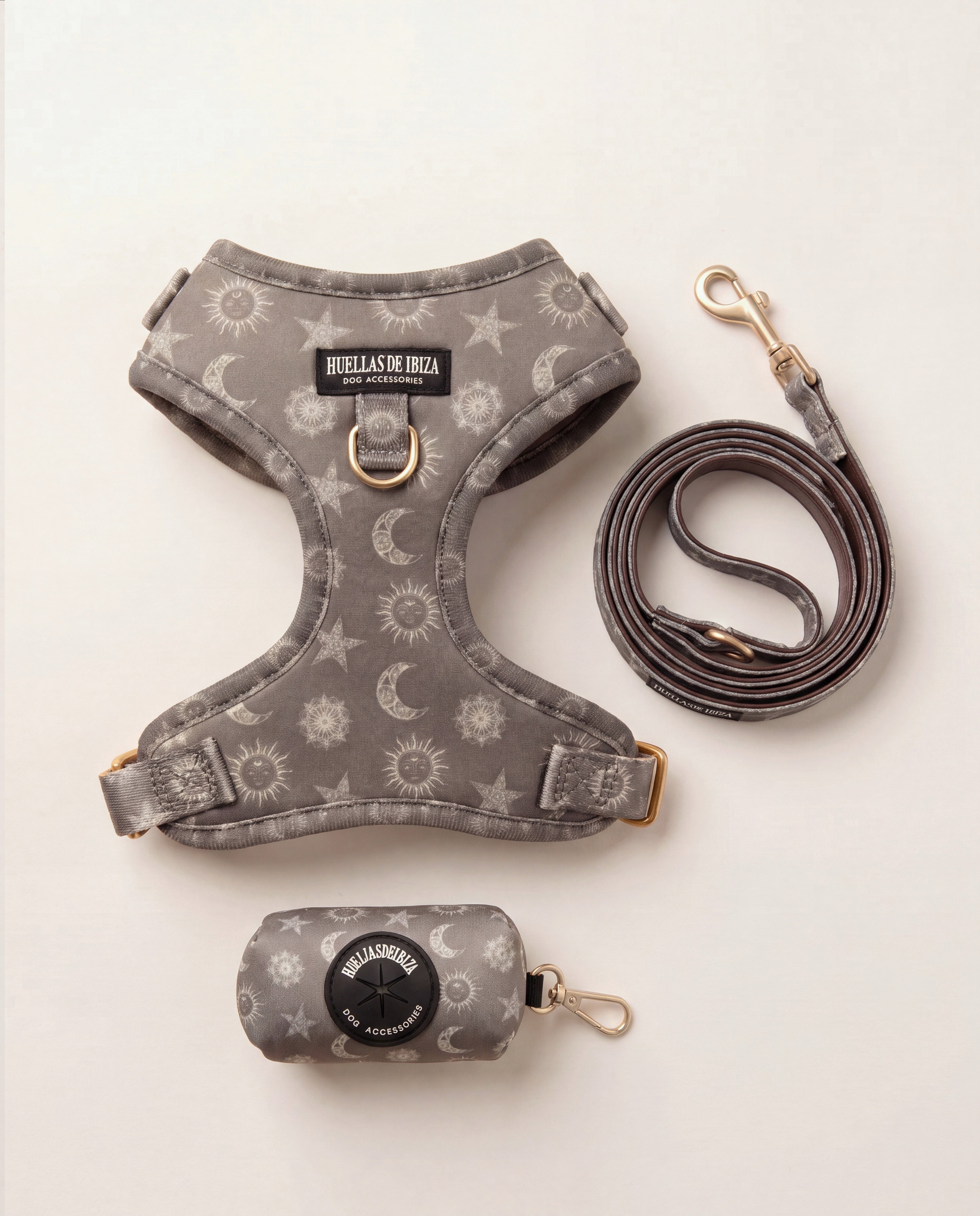 Set de paseo "Day&Night Ibiza" - Arnés ajustable premium - Huellas de Ibiza